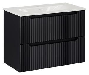 Comad Závěsná skříňka Nova Black Sky3 se zápustným umyvadlem 80 cm bílá/černá