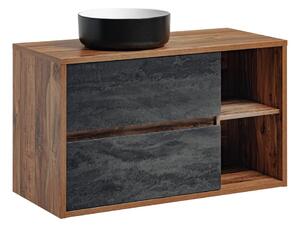 Comad Závěsná skříňka Hampton Conrete Simple s deskou a umyvadlem 100 cm tmavý beton/dub hunton