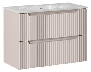 Comad Závěsná skříňka Nova Cashmere Sky3 se zápustným umyvadlem 80 cm bílá/kašmírová