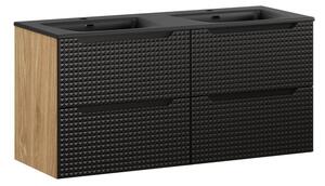 Comad Závěsná skříňka Luxor Black Sky se zápustným umyvadlem 120 cm černá/dub olejovaný