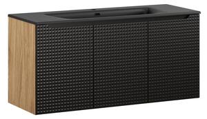 Comad Závěsná skříňka Luxor Black Sky se zápustným umyvadlem 120 cm dub olejovaný/černá