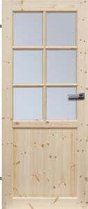 Normandia Interiérové dveře 6S sklo, 70 L, 750 × 1985 mm, masivní dřevo, levé, borovice, posklené