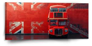 Sablio Obraz Červený patrový autobus Vlajka - 110x50 cm