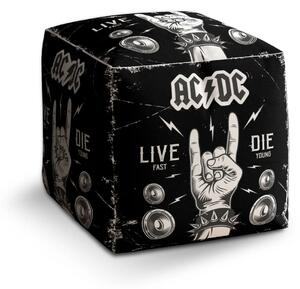 Sablio Taburet Cube ACDC Live fast, die young - 40x40x40 cm