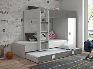 Patrová postel Tomson 2, Barva: Bílá + Šedý lesk + Bílý lesk 5902928926439