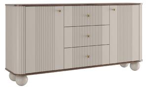 Komoda se šuplíky Vesper 160 cm - kašmír / ořech / zlaté úchytky / kulaté nohy