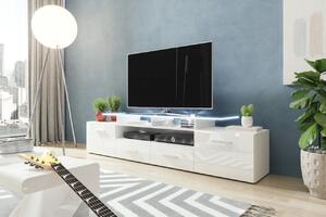 TV skříňka Cassandra, Osvětlení: bez osvětlení, Barva: bílá / bílá lesk 5902928947786