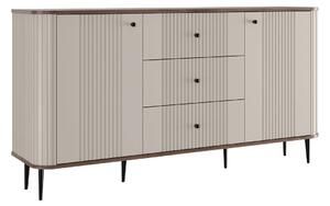 Komoda se šuplíky Vesper 160 cm na nožkách - kašmír / ořech / černé nohy