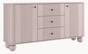 Komoda se šuplíky Vesper 160 cm - kašmír / černé úchytky / kulaté nohy