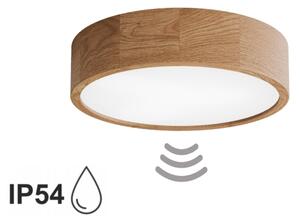 Koupelnové stropní svítidlo se senzorem CLEO 3xE27/24W/230V pr. 37,5 cm IP54 dub