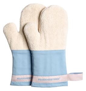 Feuermeister Kuchyňské rukavice Premium modré + Textilní kuchyňská zástěra Premium modrá