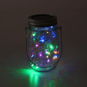 LEDSolar solární závěsná vánoční sklenice s řetězem multicolor 2 ks, iPRO, 1W, multicolor