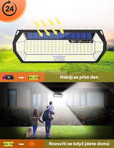 LEDSolar 196 solární venkovní světlo svítidlo, 196 LED se senzorem, bezdrátové, 4W, studená barva