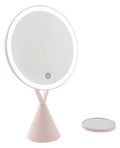 LED kosmetické make-up zrcátko X kulaté nabíjecí růžové