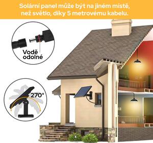 LEDSolar 12 solární závěsná lampa na zahradu s dálkovým ovládáním, iPRO, 8W, studené světlo