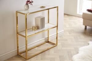 Konzolový stolek ELEGANCE GOLD 80 CM bílý mramorový vzhled Nábytek | Doplňkový nábytek | Konzolové stolky
