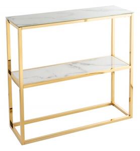 Bílý/zlatý konzolový stolek Elegance 80 cm