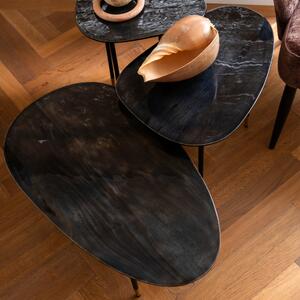 Set tří černých dřevěných konferenčních stolků DUTCHBONE PHILLIS 73/56/41 cm