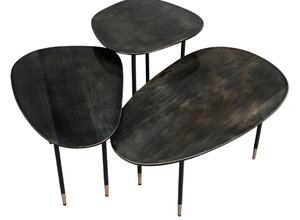 Set tří černých dřevěných konferenčních stolků DUTCHBONE PHILLIS 73/56/41 cm