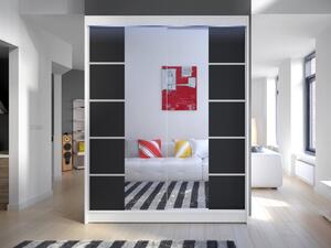 Posuvná skříň Belgia V, Barva: bílá / černá, Osvětlení: osvětlení LED RGB - barevné 5902928723724