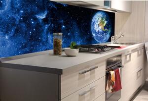 DIMEX | Fototapeta do kuchyně Pohled na Zemi KI-180-233 | 180 x 60 cm | modrá, zelená, bílá