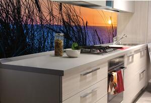 DIMEX | Fototapeta do kuchyně Západ slunce nad oceánem KI-180-203 | 180 x 60 cm | modrá, černá, oranžová
