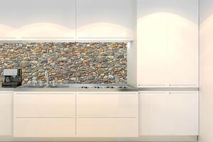 DIMEX | Fototapeta do kuchyně Zeď z oblázků KI-180-250 | 180 x 60 cm | hnědá, šedá, béžová