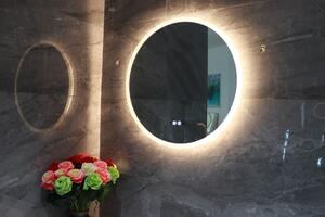Nemlžící koupelnové zrcadlo kulaté s LED osvětlením 60x60 cm KZ3