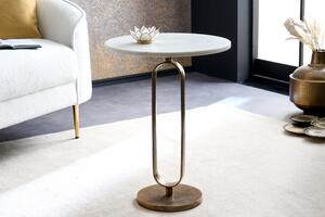 Odkládací stolek ELEGANCE 60 CM zlatý mramor-bílý Nábytek | Doplňkový nábytek | Odkládací stolky