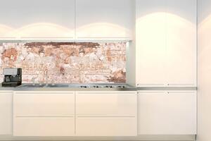 DIMEX | Fototapeta do kuchyně Fragment stěny s trhlinami KI-180-265 | 180 x 60 cm | bílá, šedá, hnědá