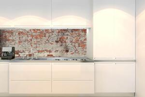 DIMEX | Fototapeta do kuchyně Stará cihlová stěna KI-180-299 | 180 x 60 cm | šedá, béžová, oranžová