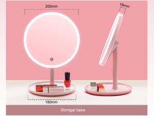 LED kosmetické makeup zrcátko kulaté velké růžové