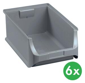 Plastové boxy PLUS 5, 310 x 500 x 200 mm, šedé, 6 ks