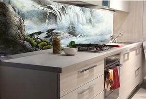 DIMEX | Fototapeta do kuchyně Malba vodopádu KI-180-190 | 180 x 60 cm | bílá, šedá, modrá