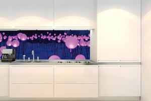 DIMEX | Fototapeta do kuchyně Fialové zahradní osvětlení KI-180-191 | 180 x 60 cm | fialová, modrá, černá