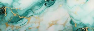 DIMEX | Fototapeta do kuchyně Smaragdový mramor KI-180-208 | 180 x 60 cm | zelená, bílá, zlatá