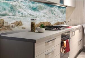 DIMEX | Fototapeta do kuchyně Rozbouřené moře KI-180-207 | 180 x 60 cm | béžová, modrá, bílá