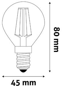 Prémiová retro LED žárovka E14 6,5W 806lm G45 teplá, filament, ekv. 60W, 3 roky