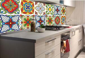 DIMEX | Fototapeta do kuchyně Mexické keramické kachličky KI-180-240 | 180 x 60 cm | vícebarevná, bílá