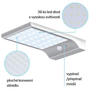 LEDSolar 36 nástěnná lampa s vysunutím bílá, se sensorem, bezdrátové, 2,5 W, studená barva