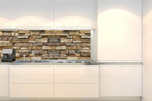 DIMEX | Fototapeta do kuchyně Béžové kamenné obložení KI-180-256 | 180 x 60 cm | hnědá, béžová, okrová, šedá