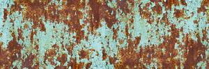DIMEX | Fototapeta do kuchyně Rez na starém barevném kovu KI-180-268 | 180 x 60 cm | bronzová, tyrkysová