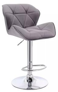 LuxuryForm DESIGN Barová židle MILANO VELUR na stříbrném talíři - tmavě šedá