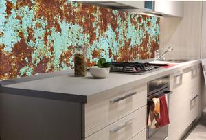 DIMEX | Fototapeta do kuchyně Rez na starém barevném kovu KI-180-268 | 180 x 60 cm | bronzová, tyrkysová