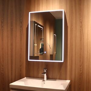 Koupelnová skříňka jednodvěřová se zrcadlem a LED osvětlením KS1
