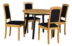 Jídelní stůl OSLO 3 + deska stolu bílá, podstava stolu černá, nohy stolu buk