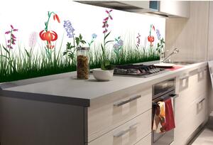 DIMEX | Fototapeta do kuchyně Luční design KI-180-182 | 180 x 60 cm | zelená, bílá, červená