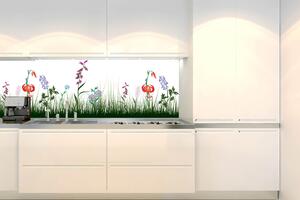 DIMEX | Fototapeta do kuchyně Luční design KI-180-182 | 180 x 60 cm | zelená, bílá, červená
