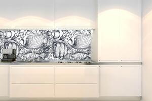 DIMEX | Fototapeta do kuchyně Černobílé ryby KI-180-183 | 180 x 60 cm | černobílá