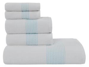 Dárková sada ručníků a osušky AQUA, 5 ks - Bílá / modrá výšivka, Soft Cotton